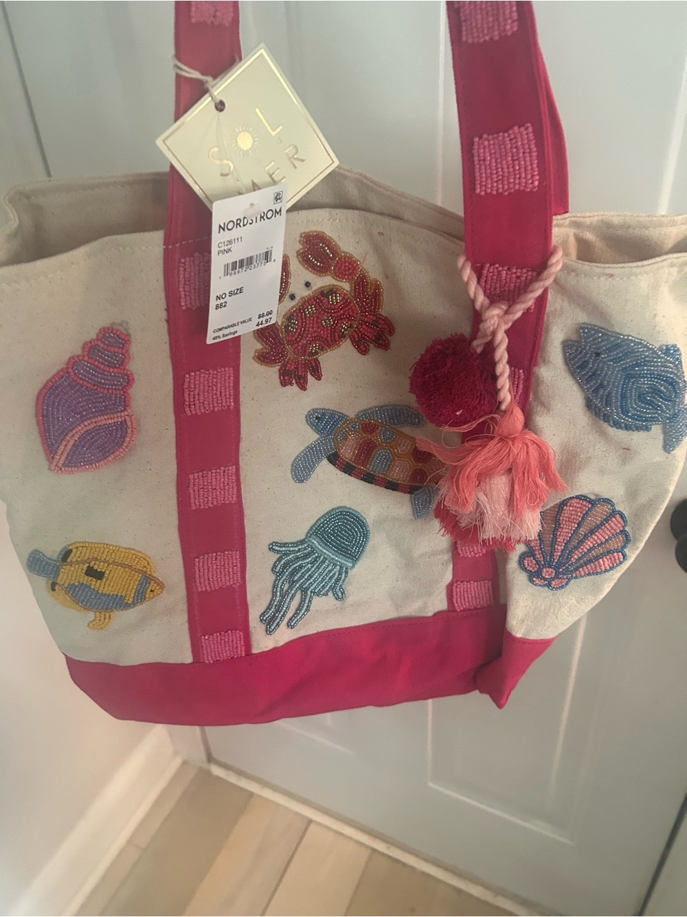 NWT SOL and MER large beaded tote bag.